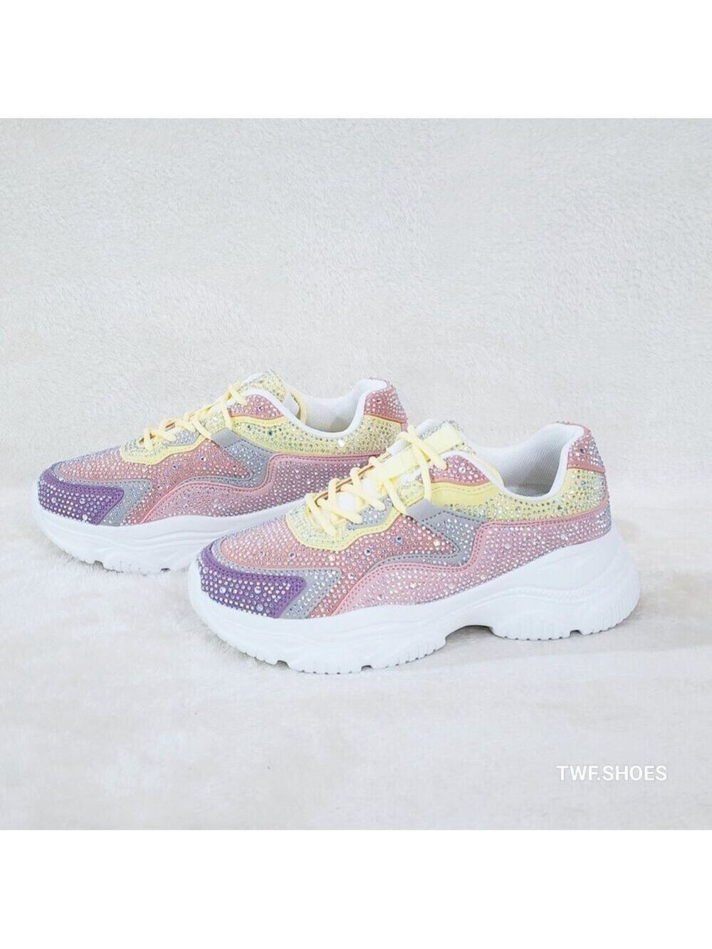 Softy Cush Multi Color Pastel Rhinestone Platform Sneakers J